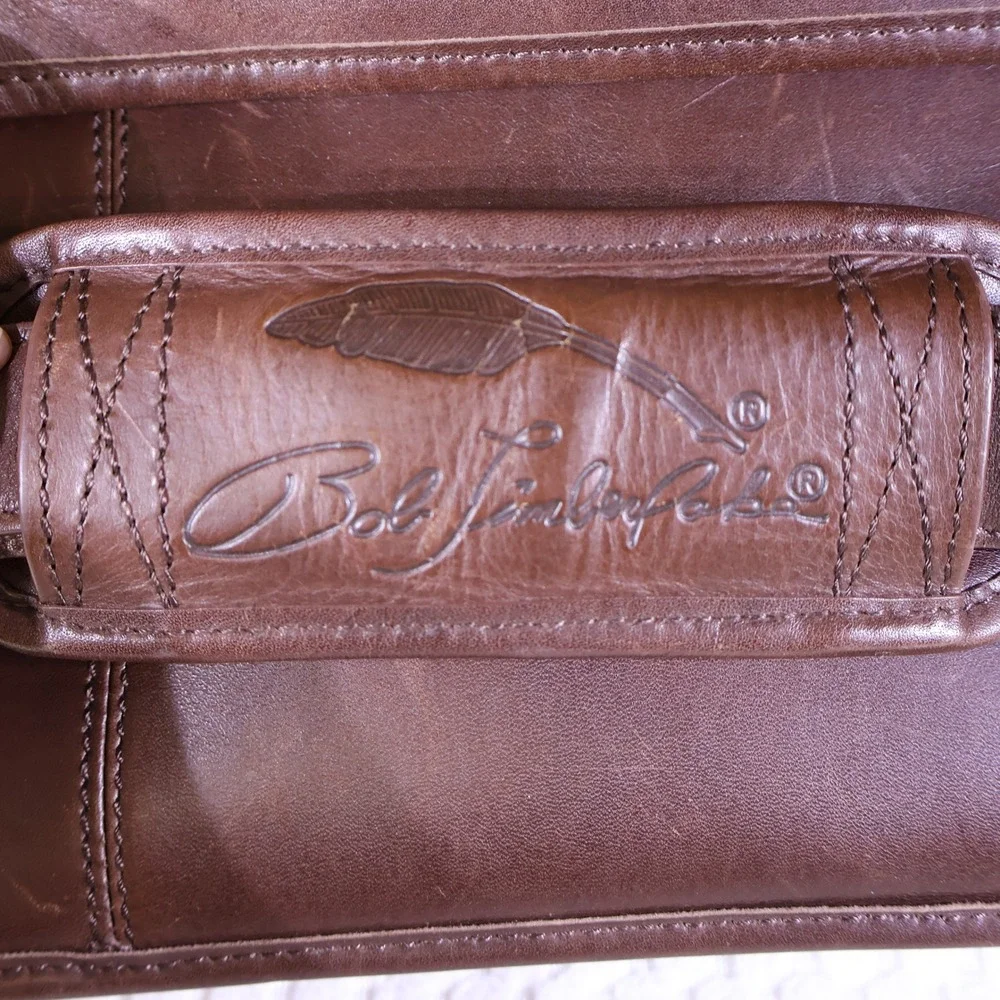 Bob Timberlake Mens Briefcase Brown Leather Messenger Bag 4110847